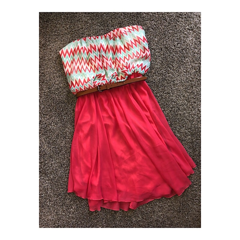 Pink Strapless Dress Size L
